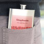 Rote Gänseblümchen-Blumen-Klassische-Flasche Flachmann (Beispiel)