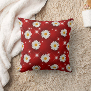 Rote Gänseblümchen-Blumen-Sparkling-Wurfkissen Kissen