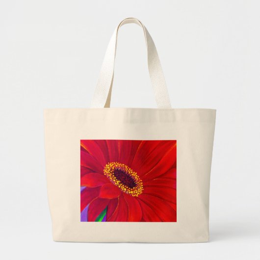 Rote Gänseblümchen Gerber Blumen-Malerei-Kunst - Jumbo Stoffbeutel (Vorne)