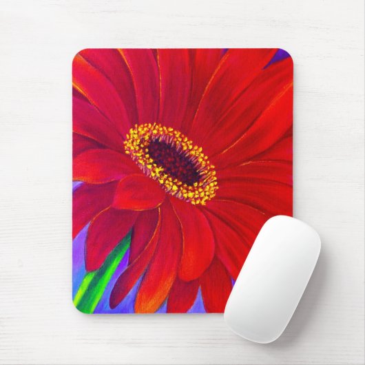 Rote Gänseblümchen Gerber Blumen-Malerei-Kunst - Mousepad (Mit Mouse)