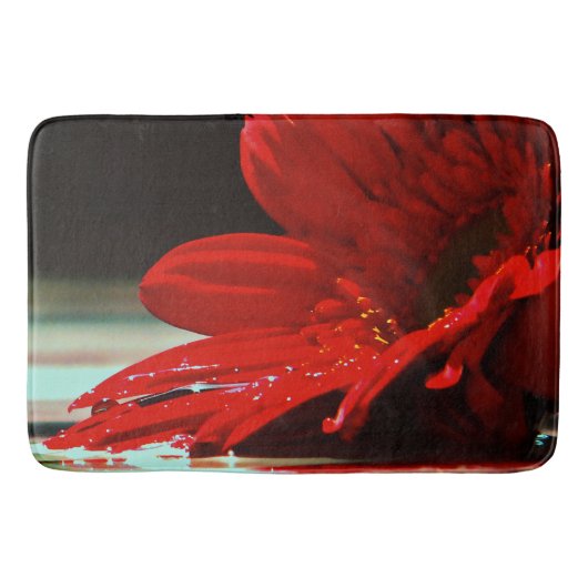 Rote Gänseblümchen-Gerbera-Blumen Badematte (Vorderseite)