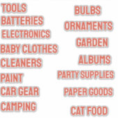 Rote Garage Organisation individualisierbarer Viny Aufkleber (Vorderseite)