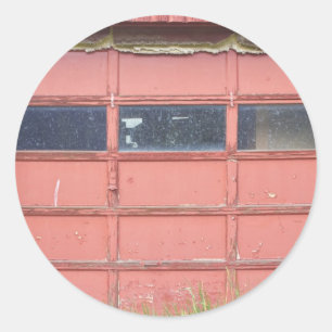 Rote Garagen-Tür Runder Aufkleber