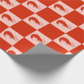 Rote Garnelen-Schachbrettmuster Meeresfrüchte Esse Geschenkpapier (Ecke)