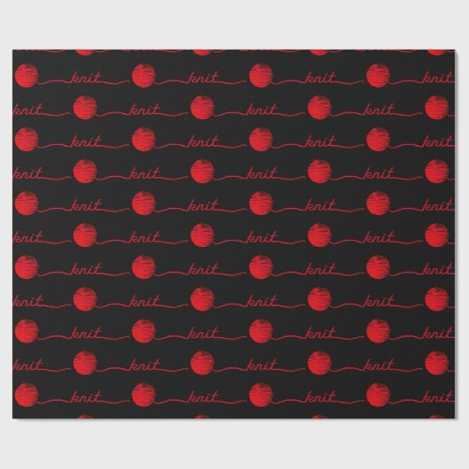 Rote Garnkugel mit Strick Geschenkpapier (Flach)