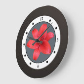 Rote Garten-mit BlumenBlumen-moderne Stellen Große Wanduhr (Winkel)