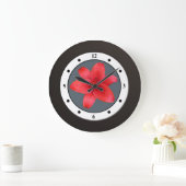 Rote Garten-mit BlumenBlumen-moderne Stellen Große Wanduhr (Zuhause)