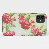Rote Gartennelken auf Grün mit Schmetterlingen Case-Mate iPhone Hülle (Rückseite (Horizontal))