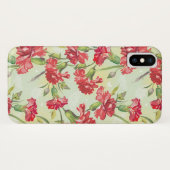 Rote Gartennelken auf Grün mit Schmetterlingen Case-Mate iPhone Hülle (Rückseite (Horizontal))