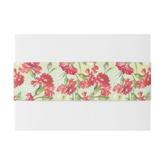 Rote Gartennelken auf Grün mit Schmetterlingen Einladungsbanderole (Rückseitenbeispiel)