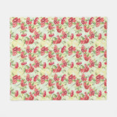 Rote Gartennelken auf Grün mit Schmetterlingen Fleecedecke (Vorderseite (Horizontal))