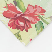 Rote Gartennelken auf Grün mit Schmetterlingen Fleecedecke (Ecke)