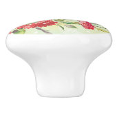 Rote Gartennelken auf Grün mit Schmetterlingen Keramikknauf (Seitenansicht)