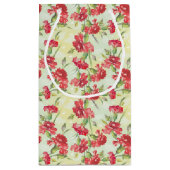 Rote Gartennelken auf Grün mit Schmetterlingen Kleine Geschenktüte (Rückseite)