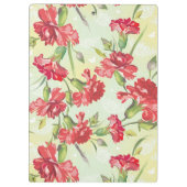 Rote Gartennelken auf Grün mit Schmetterlingen Klemmbrett (Rückseite)