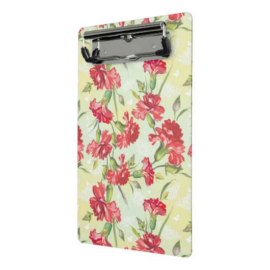 Rote Gartennelken auf Grün mit Schmetterlingen Mini Klemmbrett (Gewinkelt2)