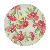 Rote Gartennelken auf Grün mit Schmetterlingen Schneidebrett (Vorderseite)