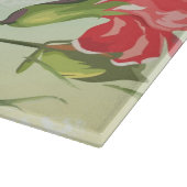 Rote Gartennelken auf Grün mit Schmetterlingen Schneidebrett (Ecke)