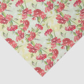 Rote Gartennelken auf Grün mit Schmetterlingen Seidenpapier (Ausschnitt)