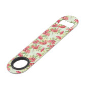 Rote Gartennelken auf Grün mit Schmetterlingen Speedflaschenöffner (Rückseite Schrägansicht)