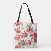 Rote Gartennelken auf Grün mit Schmetterlingen Tasche (Rückseite)