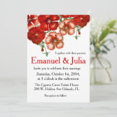 Rote Gartennelken-Hochzeits-Einladung Einladung (Stehend Vorderseite)