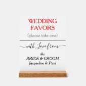 Rote Gastgeschenke Hochzeiten Typografie Acrylschild (Vorderseite)