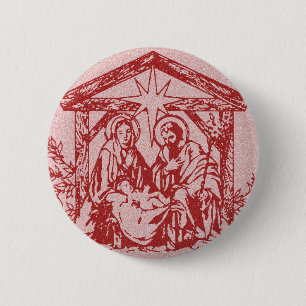 Rote Geburt Christi Button