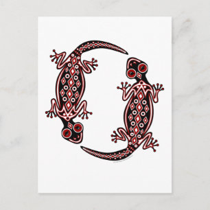 Rote Geckos Totem Postkarte