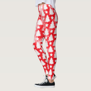 Rote Gefärbte Krawatte Weihnachten Tree Star Patte Leggings