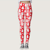 Rote Gefärbte Krawatte Weihnachten Tree Star Patte Leggings (Vorderseite)