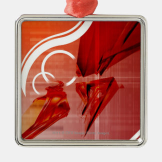 Rote Gegenstände mit weißen Linien Ornament Aus Metall