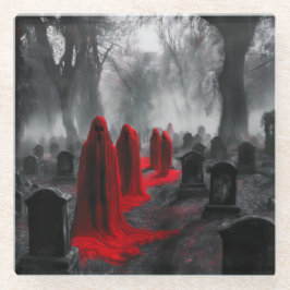 Rote Geister haben sich auf dem Friedhof versammel Glasuntersetzer