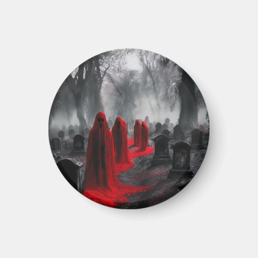 Rote Geister haben sich auf dem Friedhof versammel Magnet (Vorne)
