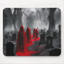 Rote Geister haben sich auf dem Friedhof versammel