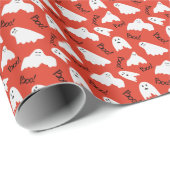 Rote Geister: Halloween Vintages Muster Geschenkpapier (Rolleneckpunkt)