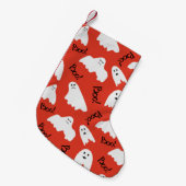 Rote Geister: Halloween Vintages Muster Kleiner Weihnachtsstrumpf (Vorderansicht (hängend))