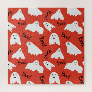 Rote Geister: Halloween Vintages Muster Puzzle