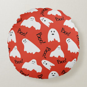 Rote Geister: Halloween Vintages Muster Rundes Kissen