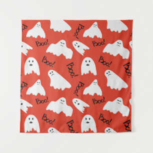 Rote Geister: Halloween Vintages Muster Wandteppich