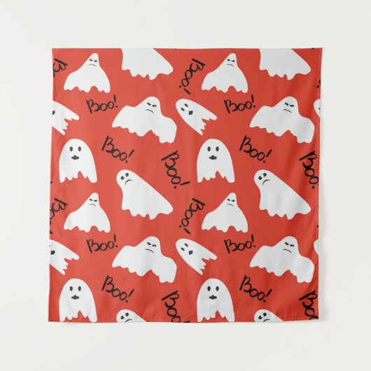 Rote Geister: Halloween Vintages Muster Wandteppich (Vorderseite)