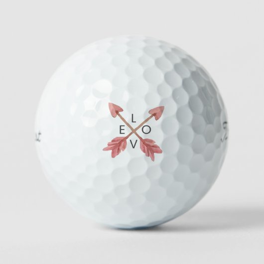 Rote gekreuzte Pfeile 'LOVE' Klassisch Elegant Rom Golfball (Vorderseite)
