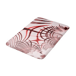 Rote, gekrümmte Spuren auf hellem Hintergrund Badematte