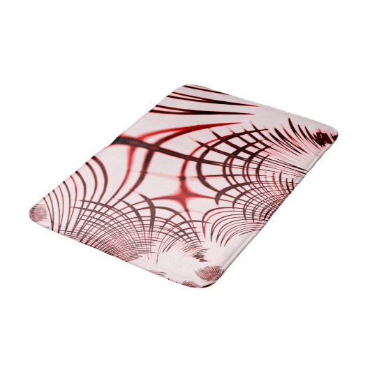 Rote, gekrümmte Spuren auf hellem Hintergrund Badematte (Schrägansicht)