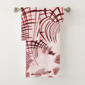 Rote, gekrümmte Spuren auf hellem Hintergrund Badhandtuch Set (Insitu)