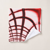 Rote, gekrümmte Spuren auf hellem Hintergrund Badhandtuch Set (Waschlappen)