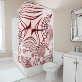 Rote, gekrümmte Spuren auf hellem Hintergrund Duschvorhang (Beispiel)