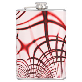 Rote, gekrümmte Spuren auf hellem Hintergrund Flachmann