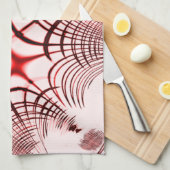 Rote, gekrümmte Spuren auf hellem Hintergrund Geschirrtuch (Viertel Falte)