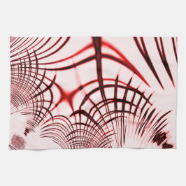 Rote, gekrümmte Spuren auf hellem Hintergrund Geschirrtuch